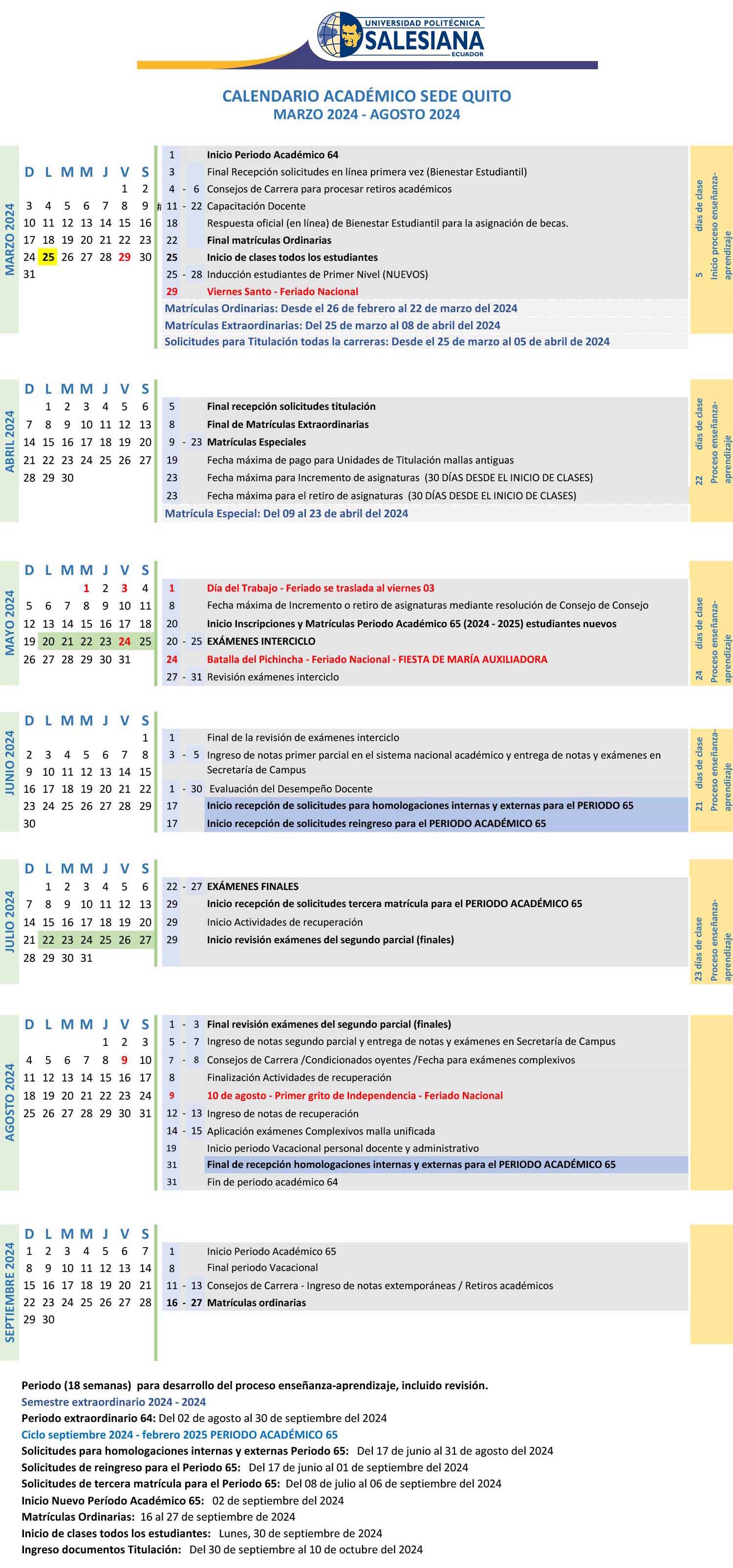 Calendario Académico Quito